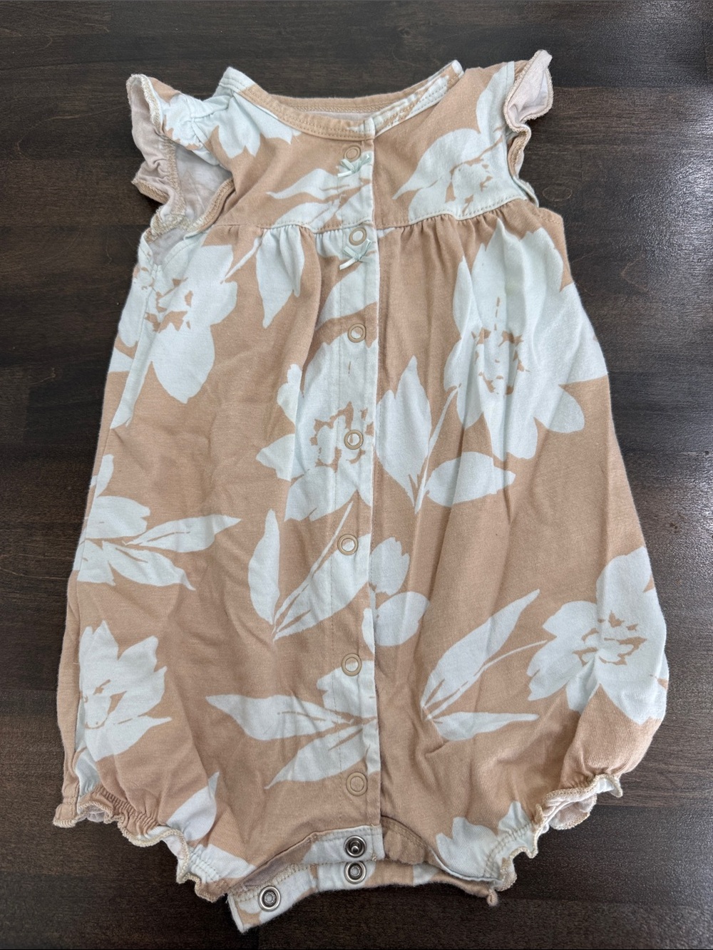 Carter's Peach and White Floral Bubble Romper